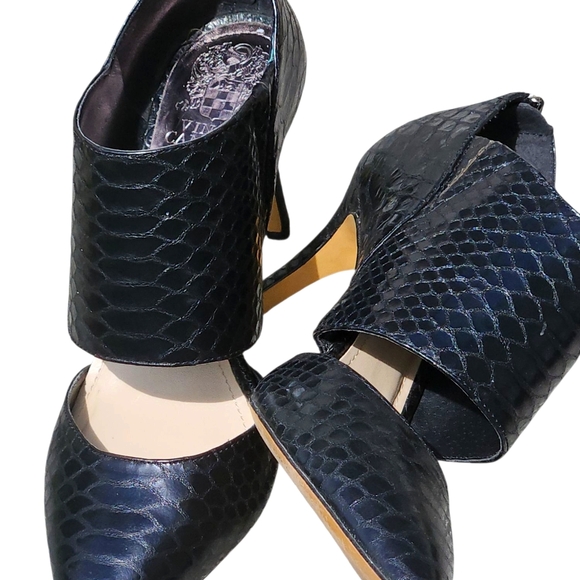 Vince Camuto Pointy Toe Heel Zip Black Leather High Heels 9.5 - Picture 8 of 10